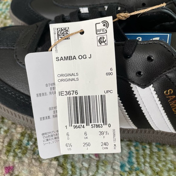 Adidas Samba OG Retro Leather Sneakers Black White Size WOMEN'S 7.5 - Picture 6 of 13